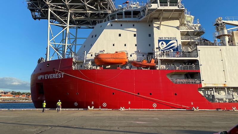 Resupply ship alongside the dock in Fremantle