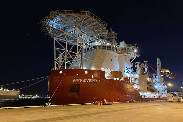 ship anchored at dock