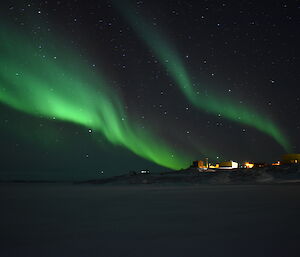 Aurora over station