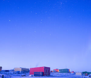 Aurora over station just at sunrise