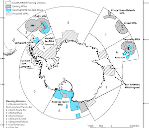 Map of existing and proposed marine protected areas in Southern Ocean