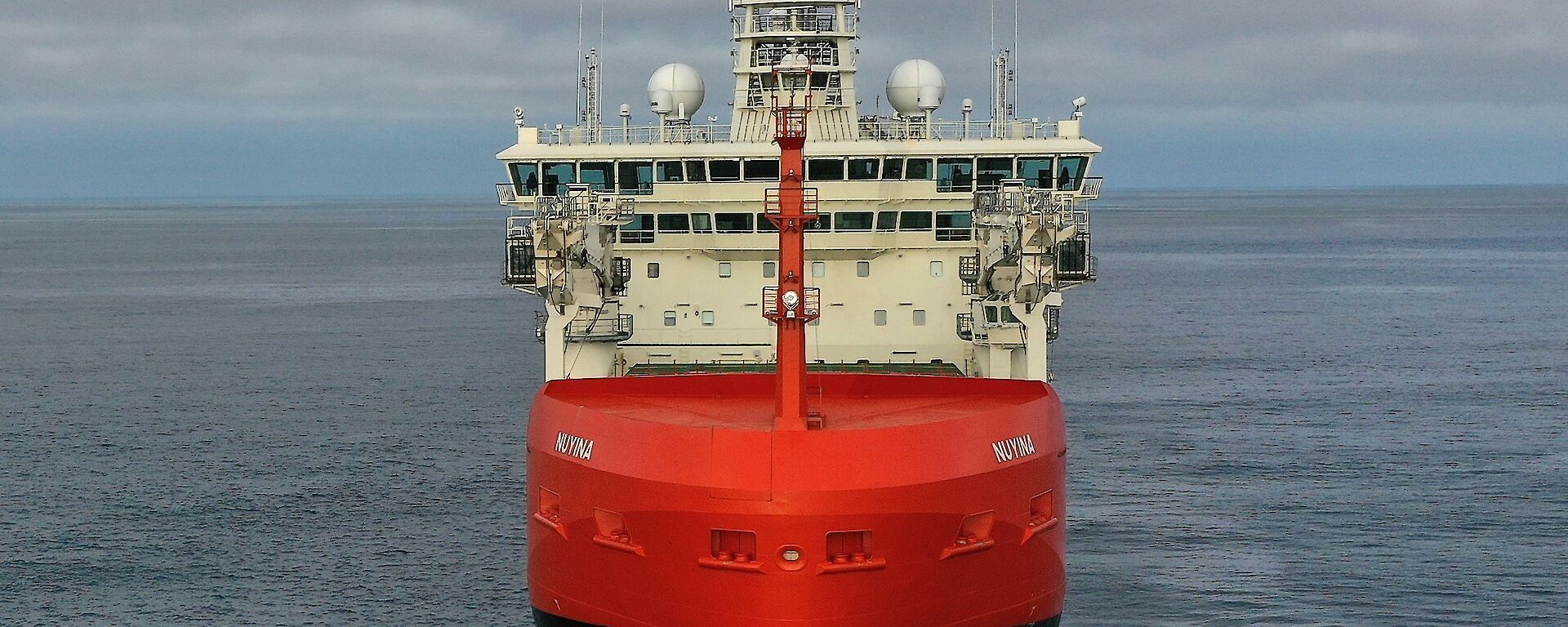 Bow view of Nuyina at sea.