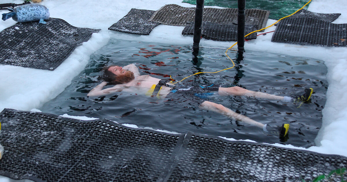 Midwinter Day in Antarctica celebrated with icehole plunge 21 June