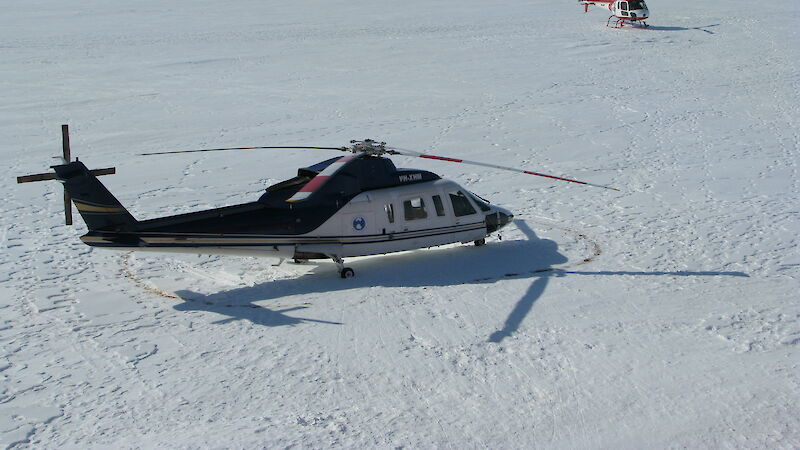 Two helicopters on the ice