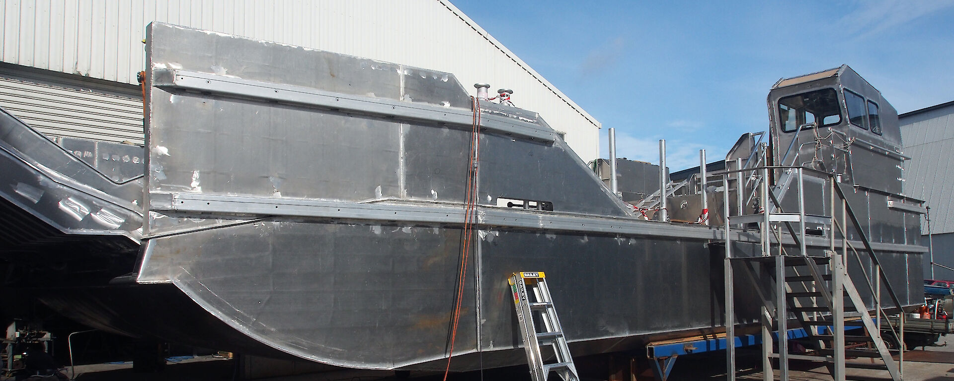 View of a 16.3 metre long barge under construction.