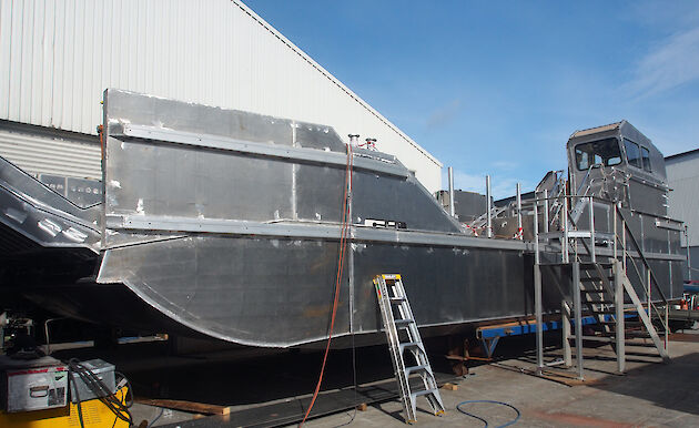 View of a 16.3 metre long barge under construction.