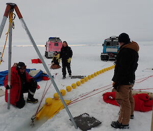 Final stages of the deployment with all instruments safely in the, relatively, warm water (−1.8ºC)
