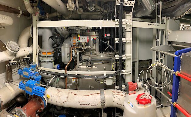 The ballast water treatment plant on the ship.