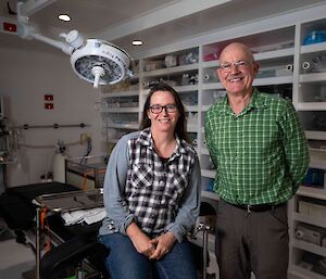 Two doctors in a medical facility on board a ship