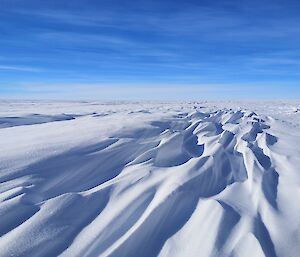 Wind blown snow makes an interesting pattern in the snow