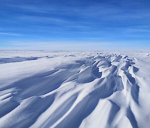 Wind blown snow makes an interesting pattern in the snow