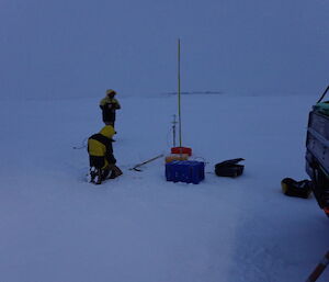 Sea ice instrumentation being installed