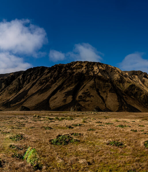 Panoramic shot of a mountain taken from across the plains