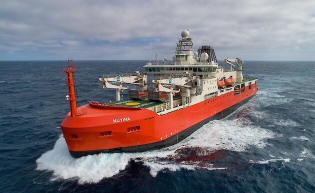 RSV Nuyina crosses the southern Indian Ocean