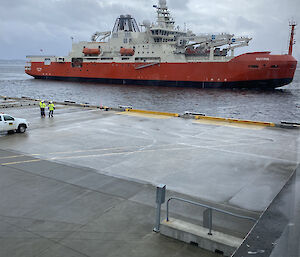 Antarctica research ship arriving at the Hobart wharf.