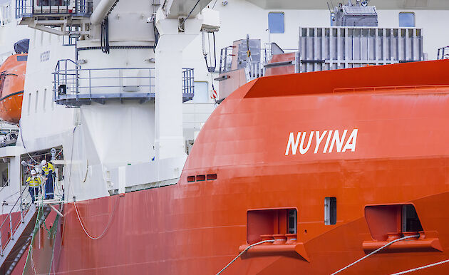 Crew working on ropes on RSV Nuyina