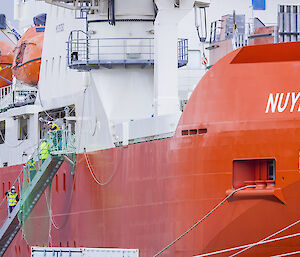 Crew getting off the RSV Nuyina in port