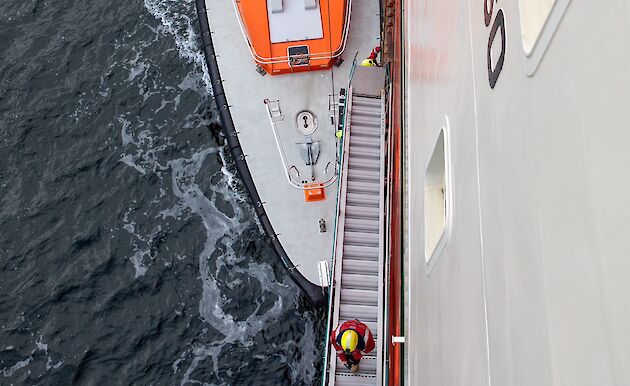 Pilot coming on board the RSV Nuyina