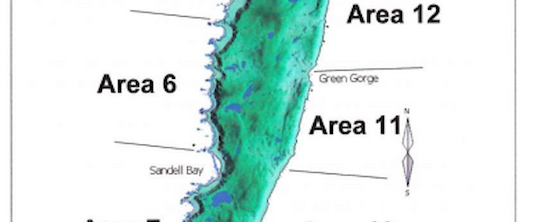 Map of Macquarie Island showing the numbered areas for the census