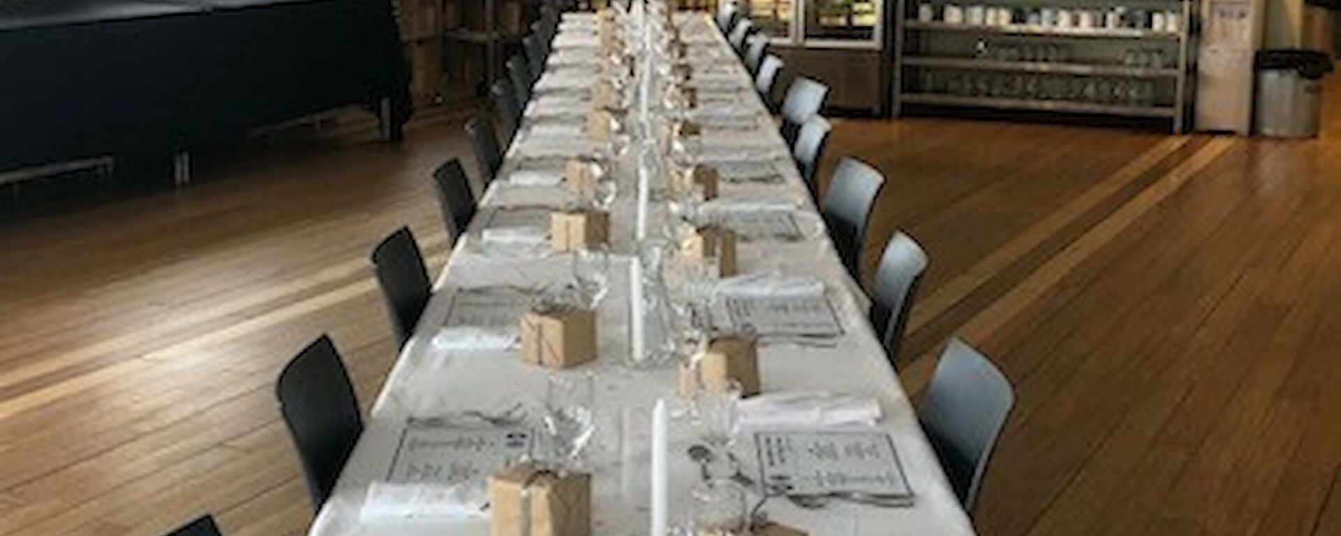 A long table set ready for a night of feasting