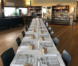 A long table set ready for a night of feasting