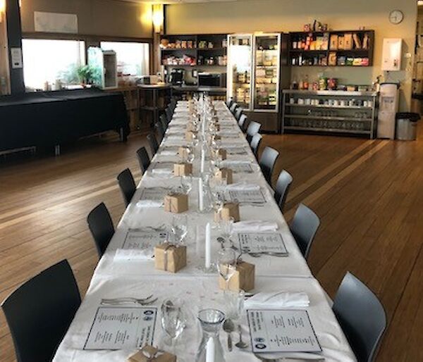 A long table set ready for a night of feasting