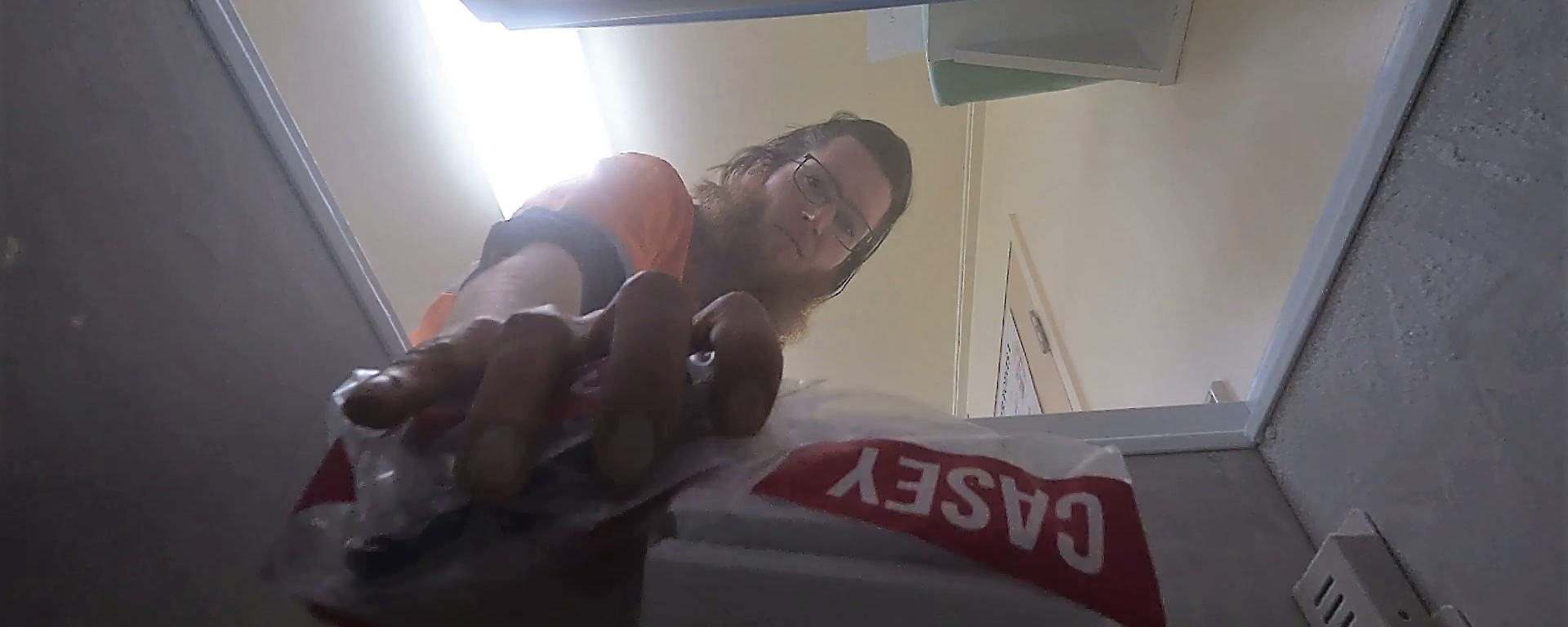 Expeditioner reaching into a freezer