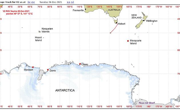 Route map of Nuyina's voyage