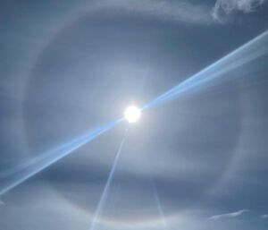 Moon in the sky creating a circle of light