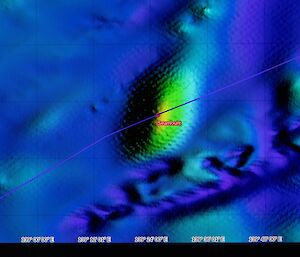 coloured features from echosounder map of seafloor