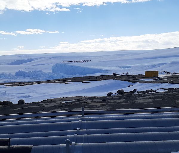 Ice rubble over the sea ice close to East Arm near Mawson following a fall from the nearby ice cliffs