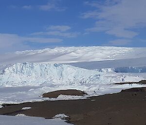 A view of a large chunk of ice that has broken off the ice cliffs near Mawson