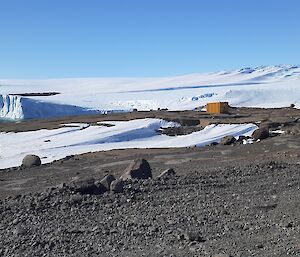 A view of the bay in front of the Red Shed at Mawson station