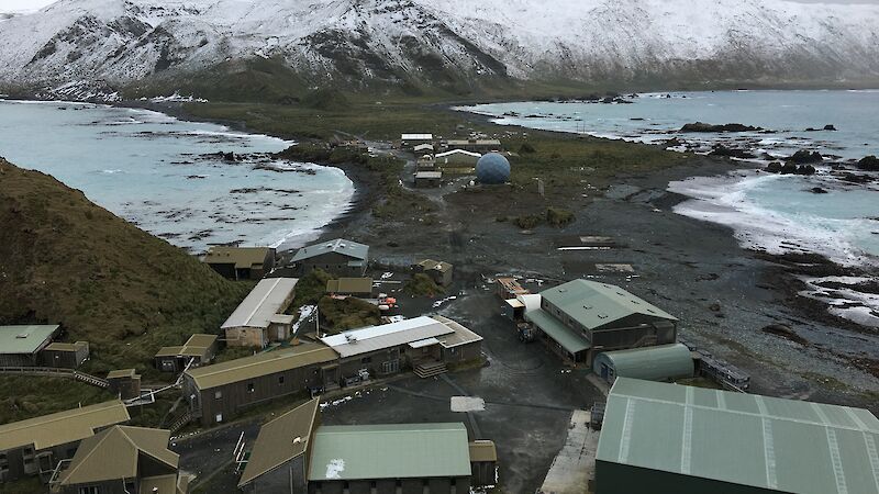 An aerial view of Macquarie Island research station