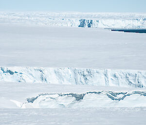 Ice cliffs along the Antarctic coastline