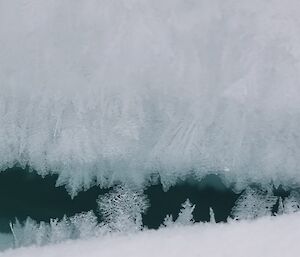 A close up of ice crystals