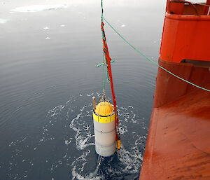 acoustic recorder lifted on board ship