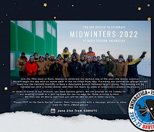 A photo of the Davis winter crew with an invitation to Mid-winter celebrations