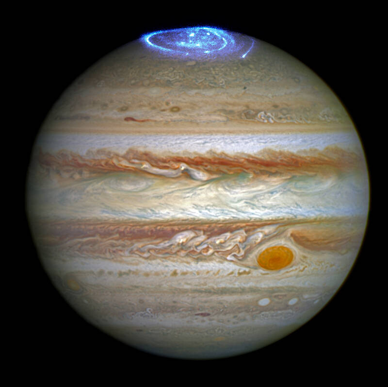 The planet Jupiter showing an ultra-violet aurora