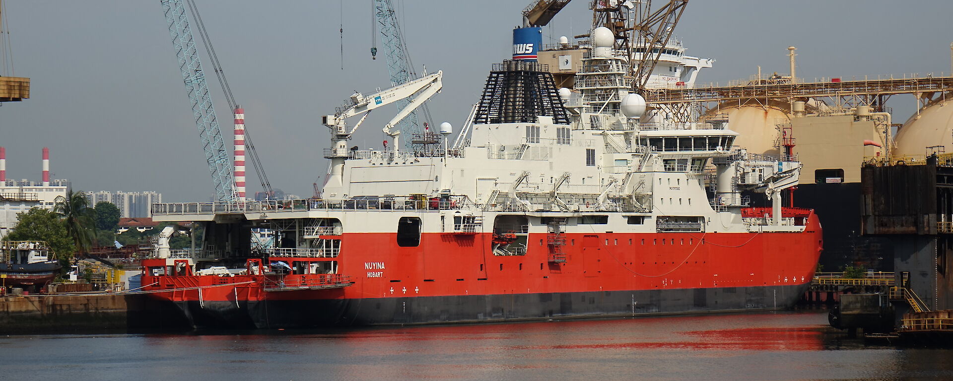 RSV Nuyina docked in Singapore