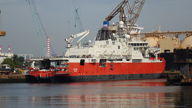 RSV Nuyina docked in Singapore