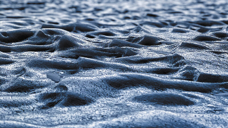 Rippled surface of frozen water