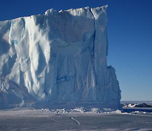 Large stranded iceberg in the sea ice