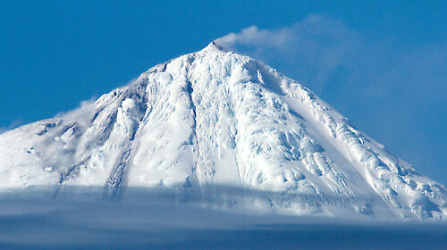 Close up of ice covered volcanic vent