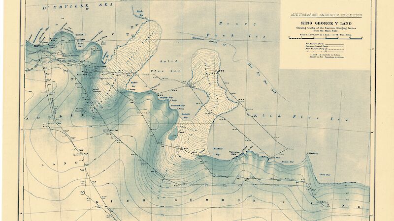 A Royal Geographic Society map of King George Land in Antarctica from 1914