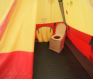 Toilet in a tent