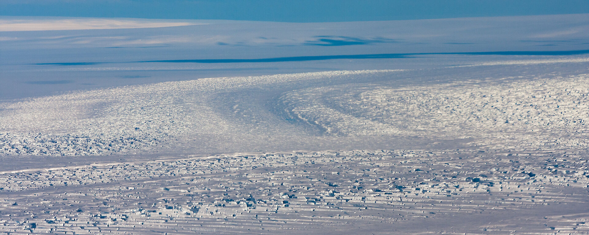 Aerial view of the heavily crevassed Denman Glacier