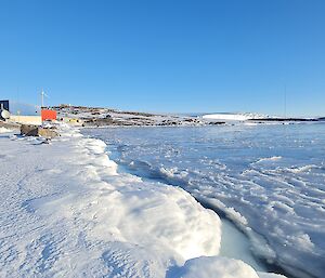 Sea ice forms pancake shapes in the water