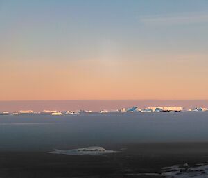 A beautiful sunrise over Davis research station during Anzac Day