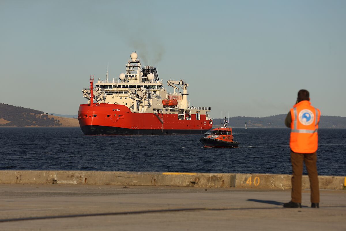 A large icebreaker on Hobart's River Derwent